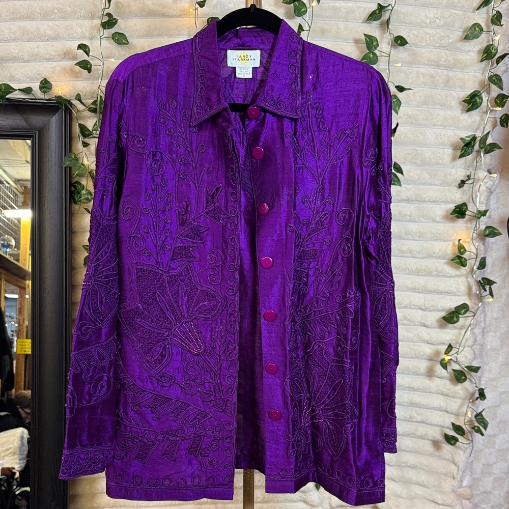 Sandy Starkman Vintage  Purple Embroidered Blazer